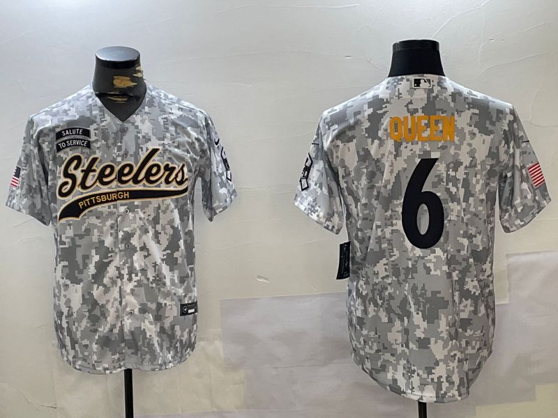 Men Pittsburgh Steelers 6 Queen Nike Arctic Camo 2024 Salute to Service Limited NFL Jersey style 6